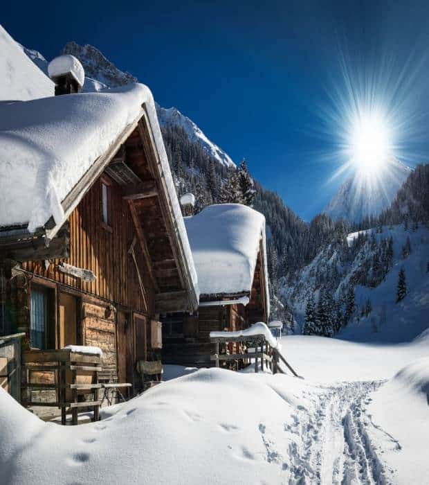Snow-covered chalet in the Gstaad region