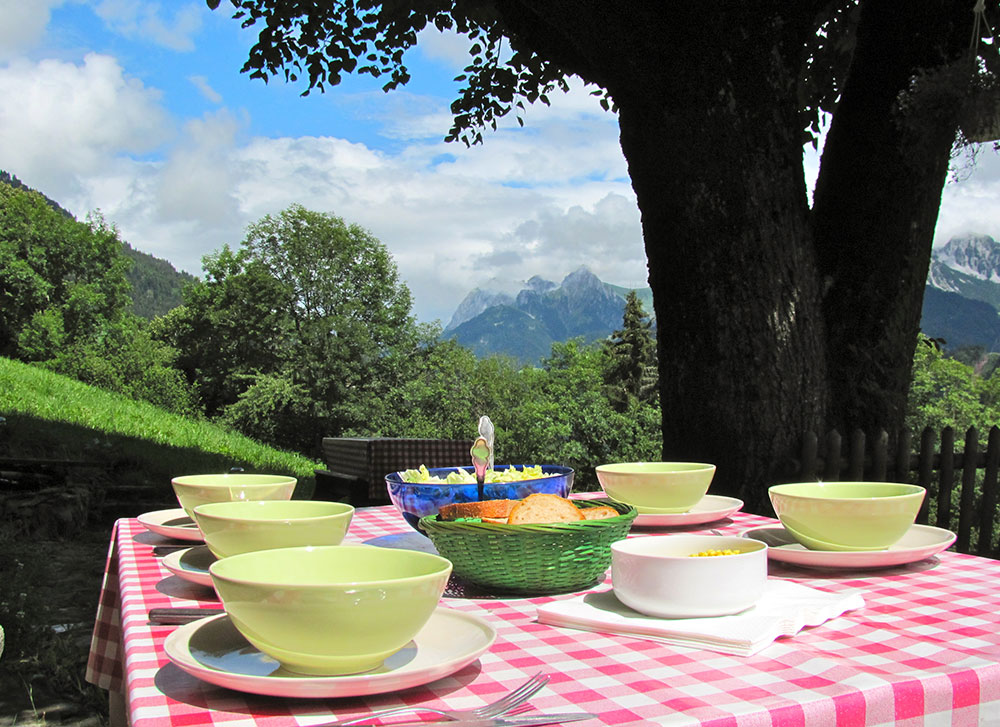 Summer view across Gstaad village