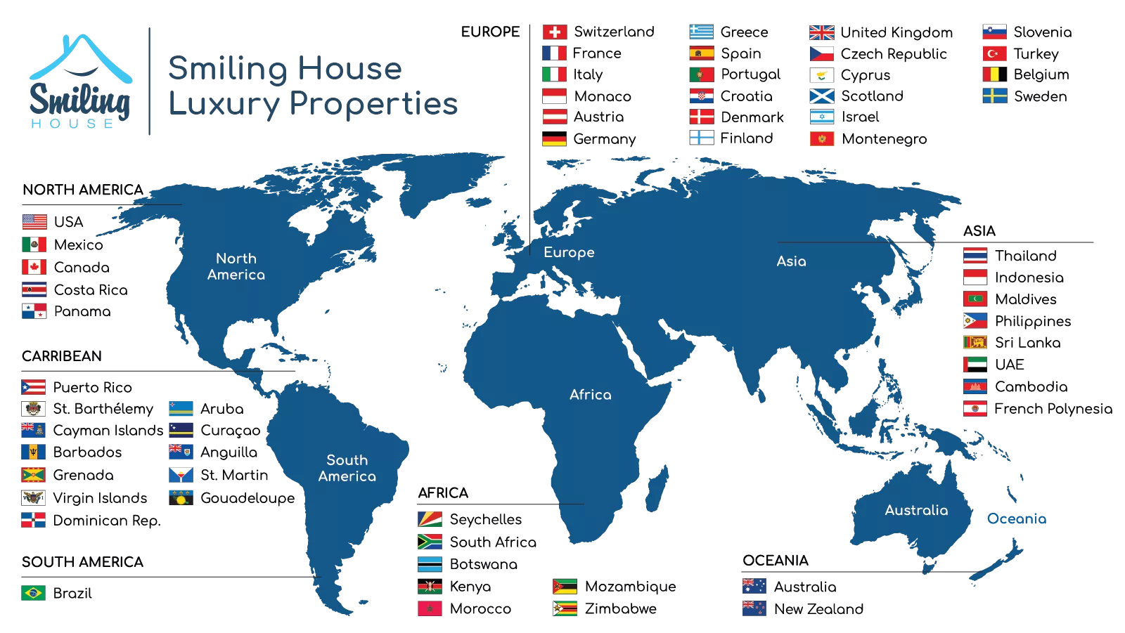 Smiling House global luxury properties map